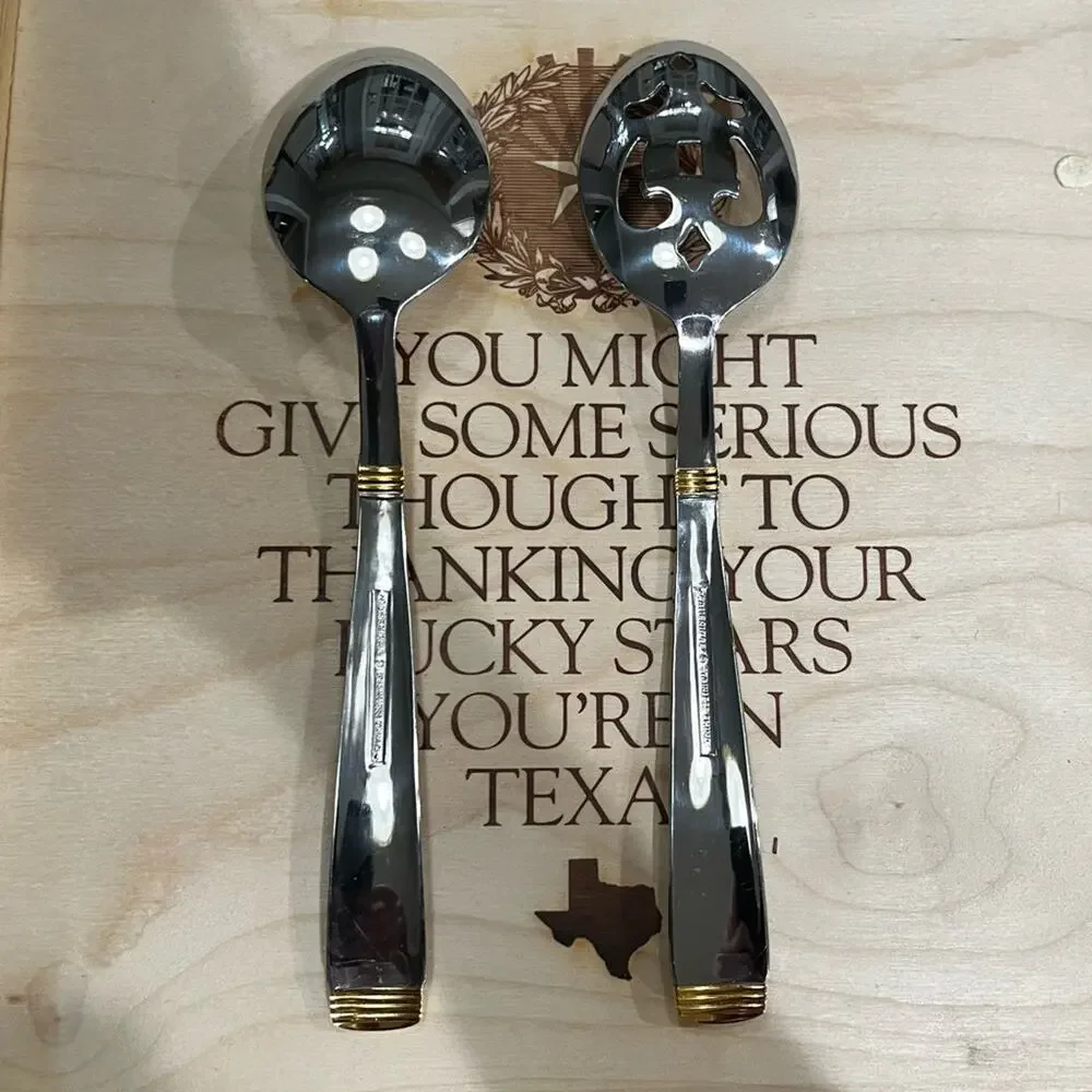 NEW Cambridge Brothers Stainless Steel Modern Collection Large Serving Spoons 2